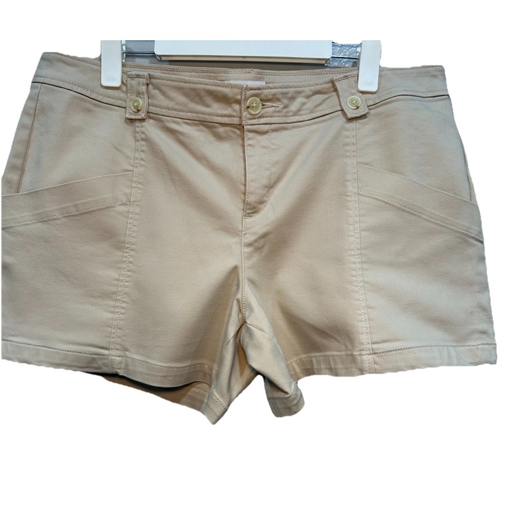 Vtg Liz Claiborne Shorts Women's h-waisted Size 14 Zip Up 4 Pockets Light Khaki